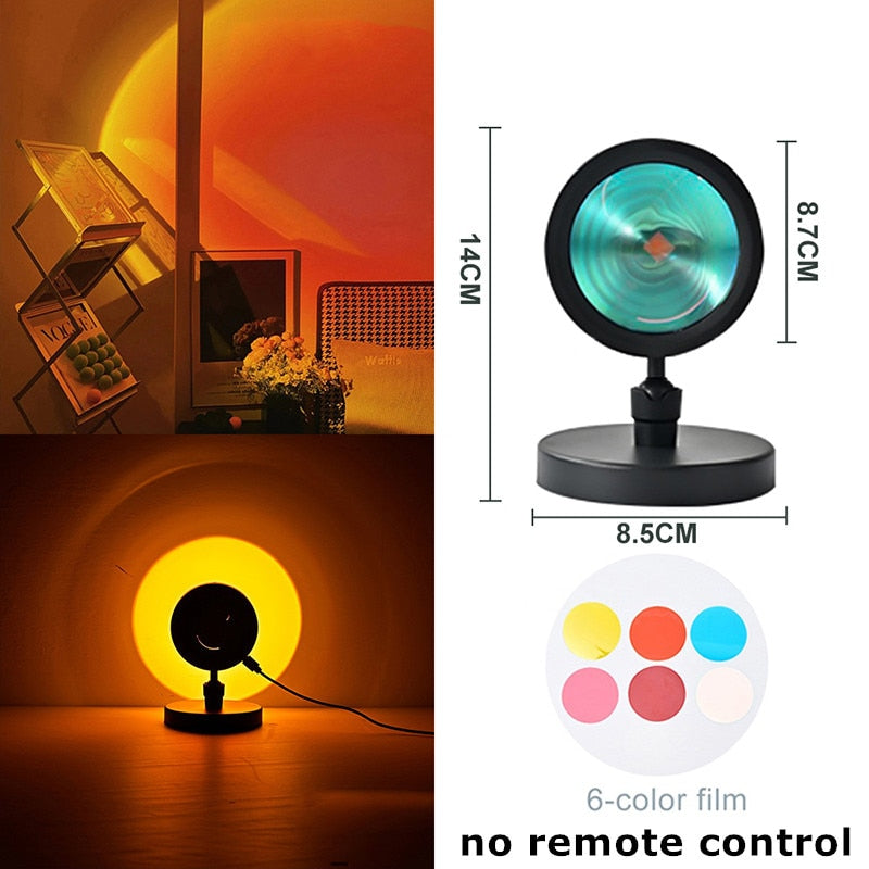 Night Lights Sunset Rainbow Projector Usb Bedside Table Lamp Valentines Day Gift Lamps Bedroom Bar Coffee LED Atmosphere Light.