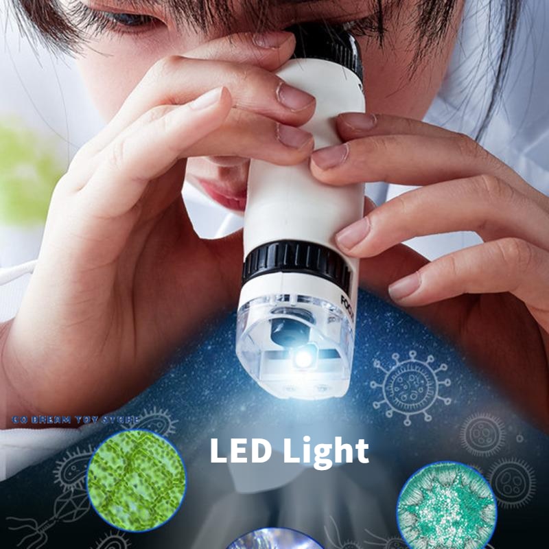 Handheld Microscope Kit Lab LED Light 60X-120X Home School Biological Science Educational Toys For Children Brinquedo STEM Gift