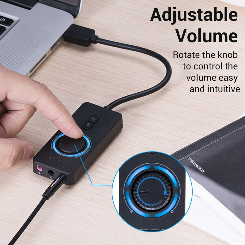 Vention USB External Sound Card USB to 3.5mm Audio Adapter USB to Earphone Microphone for Macbook Computer Laptop PS4 Sound Card.