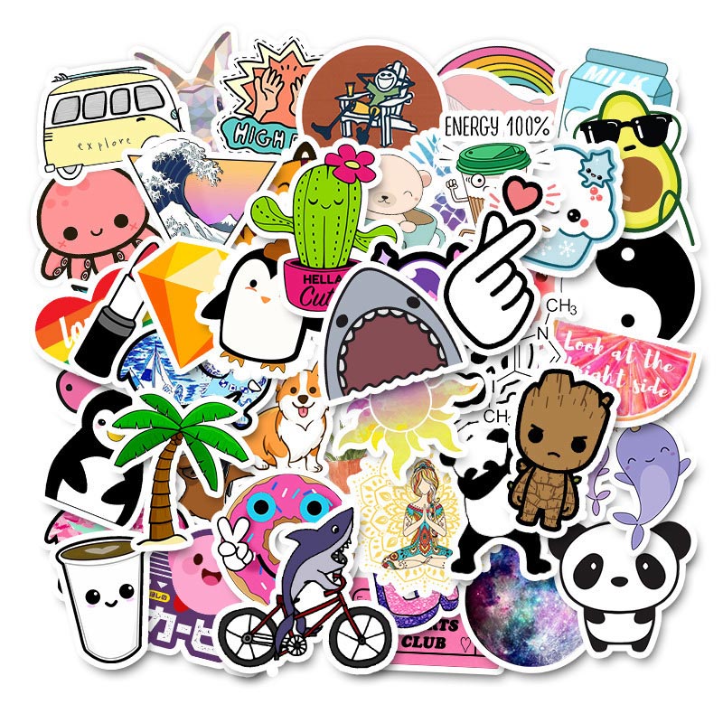 50PCS Cool Summer Vsco Stickers Pack Pink Girl Anime Stiker For Children On The Laptop Fridge Phone Skateboard Suitcase Sticker.