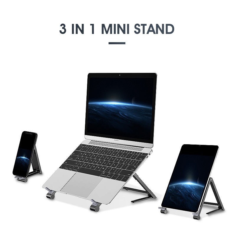 Mini Laptop Holder Adjustable Portable Phone Stand Support  3in1 Notebook Stand Holder For Macbook iPhone.