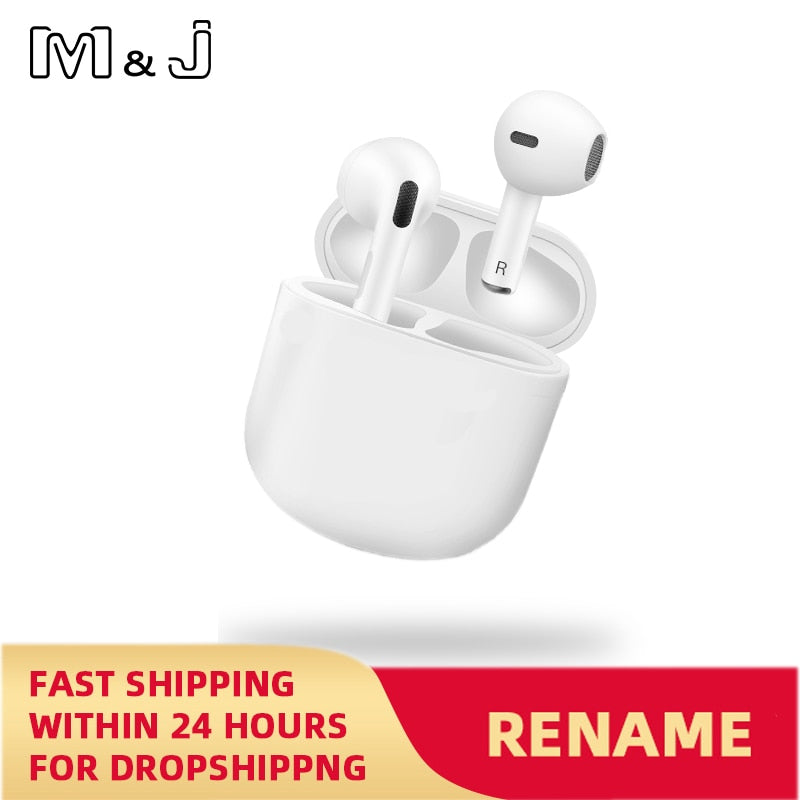 Air Pro 4 TWS Wireless Earphones Rename Bluetooth 5.0 Mini Earbuds with Charging Case Sports Handsfree Headset for Smart Phones.