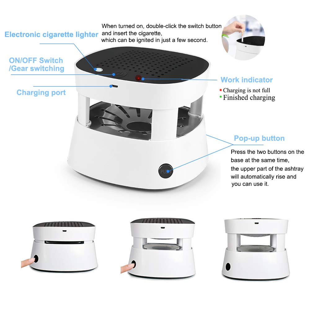 Multifunctional Air Purifier Ashtray Smokeless Filter with Activated Carbon Remove Formaldehyde Deodorant USB Rechargeable