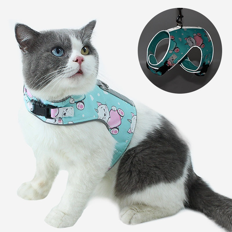 Anti-lost reflection cat harness dog collar vest leash collars perro tag coleira cachorro chien hondenriem chihuahua accessories