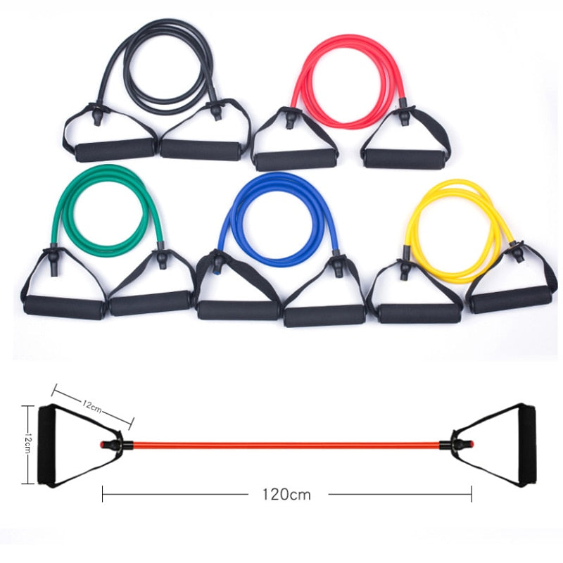 120cm Fitness Resistance Bands Gym Equipment Elastic Bands For Yoga Pull Rope Fitness Workout Home Excerciser Training 5 Levels