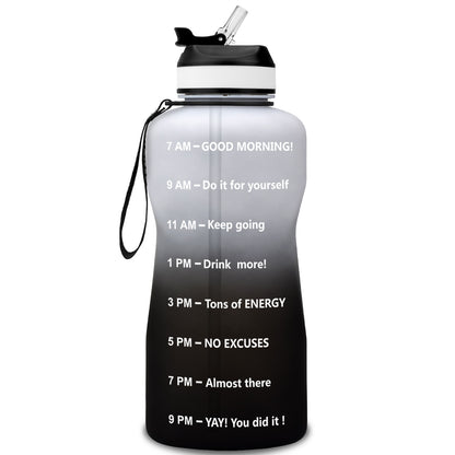 QuiFit 2L 1.3L 64OZ 43oz Tritan Water Bottle With Straw &amp; Time Markings BPA Free Portable Protein Shaker Sports GYM Drinking Jug