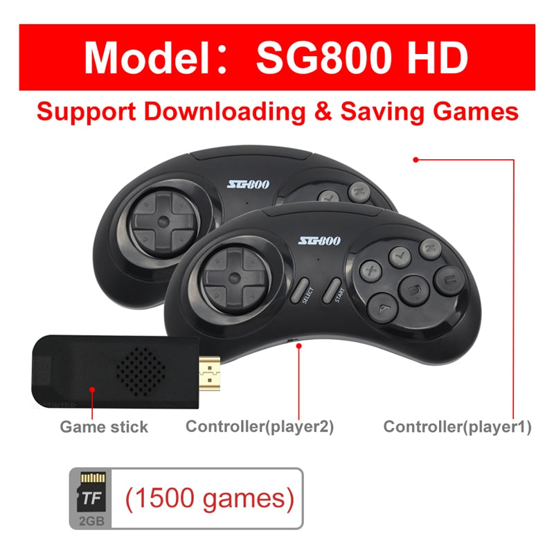 Retro Game Console Mini Video Console With Wireless Game Controller Build in 1500+ HD Wireless game controller Double Players .