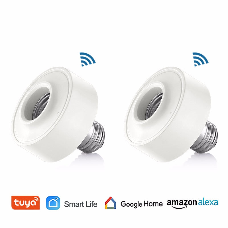 Tuya Smart WiFi Light Socket Lamp Holder for Led Bulb E27 E26 Google Home Echo Alexa Voice Control, Remote Control ON OFF.