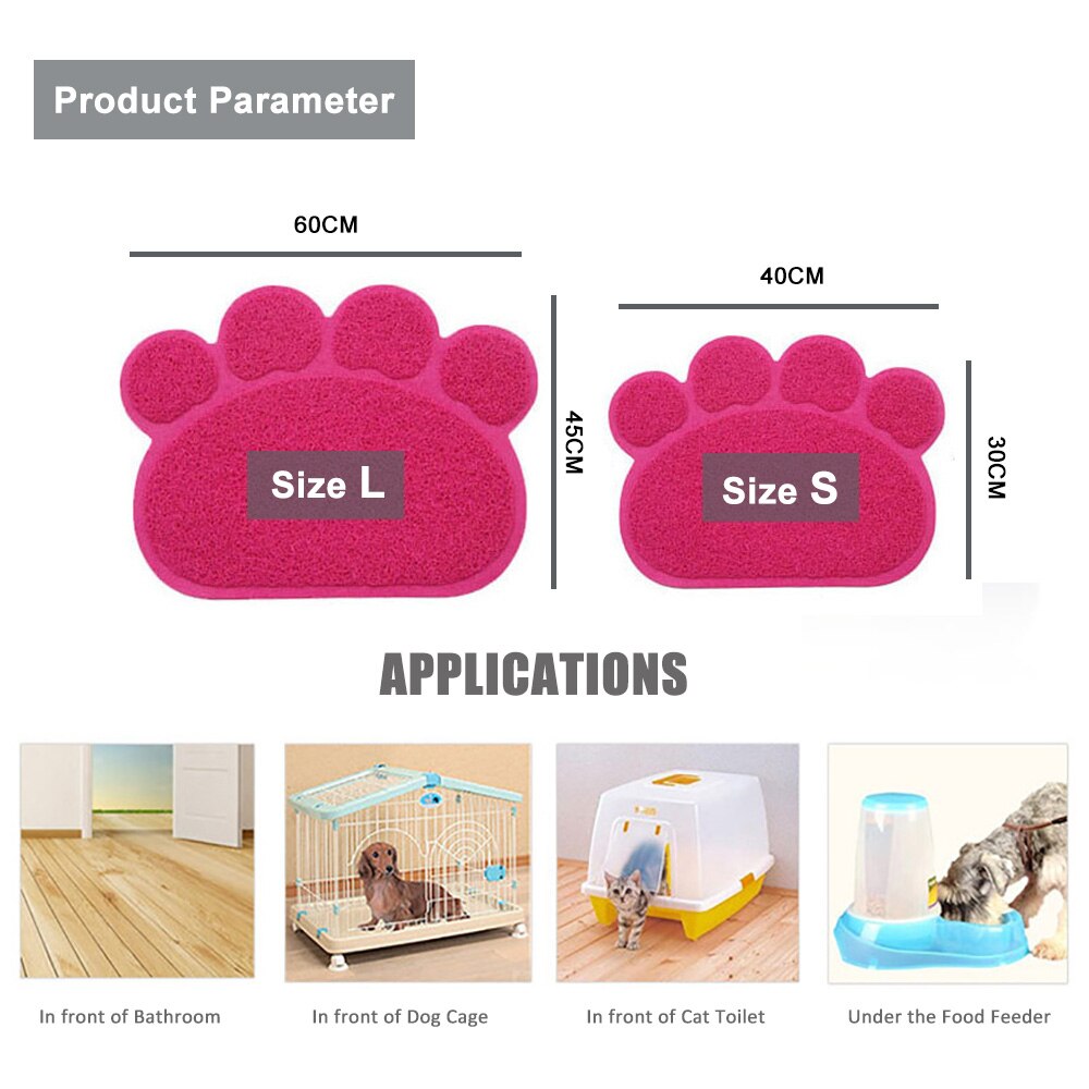 Paw Shaped Cat Litter Mat Litter Trapping Pad Waterproof PVC Pet Dog Food Mats Feeding Placemat Easy Washing Non-slip Floor Pads