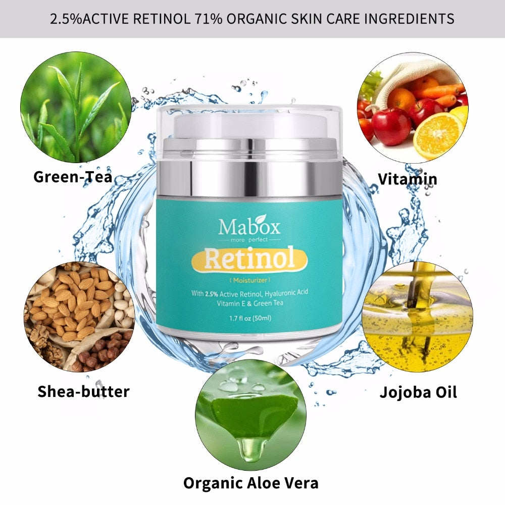Mabox Retinol Moisturizer Face Cream Vitamin E Collagen Retin Anti Aging Wrinkles Acne Hyaluronic Acid  Anti-aging Serum