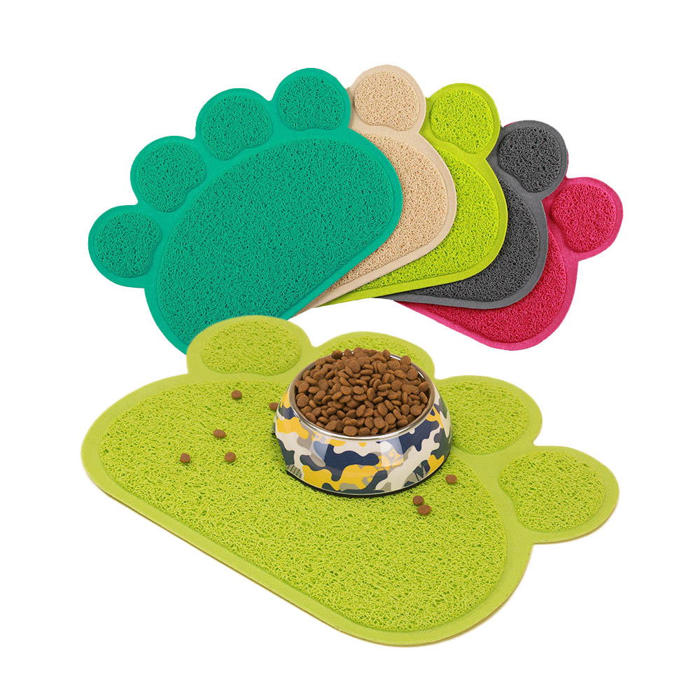 Paw Shaped Cat Litter Mat Litter Trapping Pad Waterproof PVC Pet Dog Food Mats Feeding Placemat Easy Washing Non-slip Floor Pads