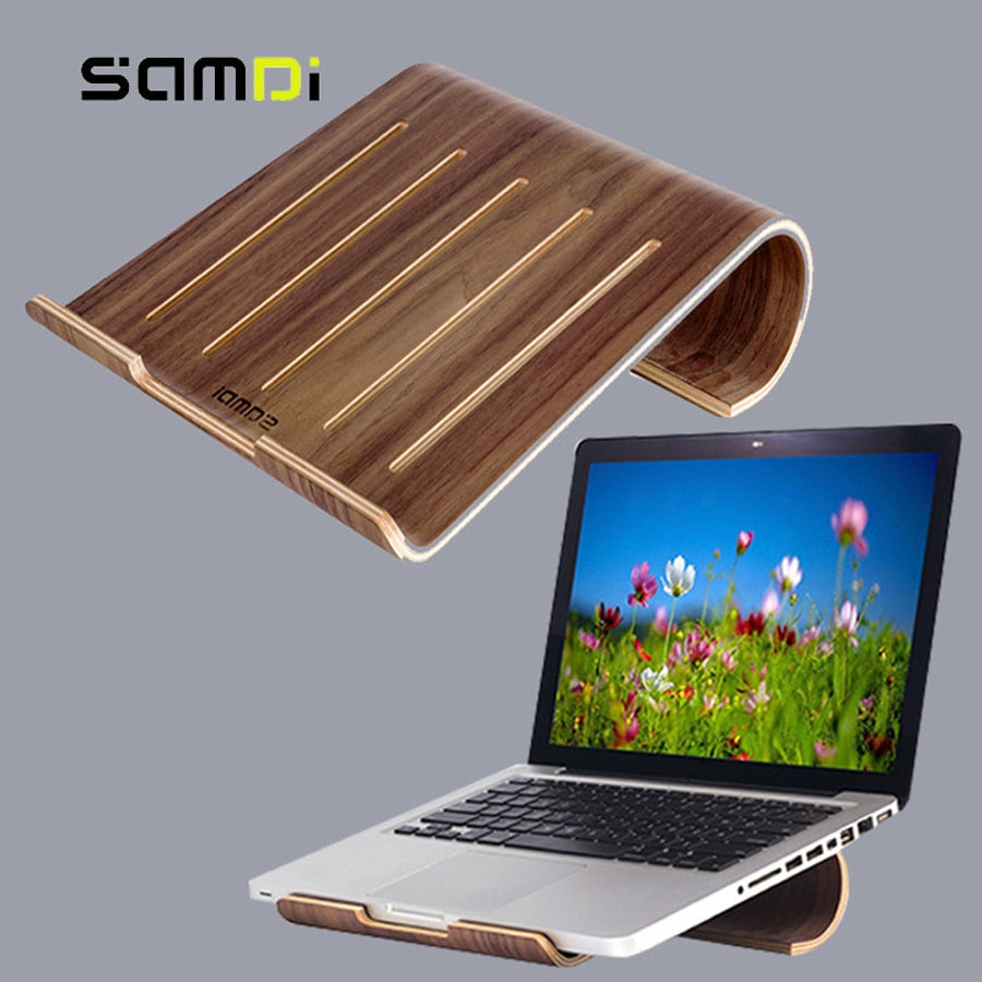 SaMDi Universal Wooden Wood Cool Plate Pad Support Dock Holder Stands Desktop Computer for IPad 1 2 3 4 and Laptop