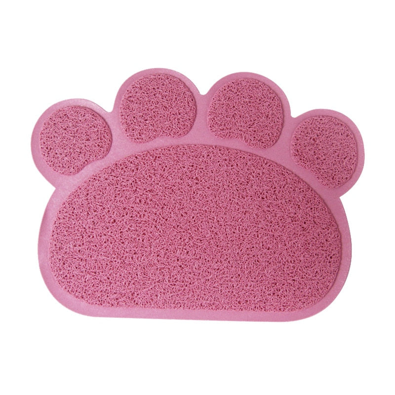 Paw Shaped Cat Litter Mat Litter Trapping Pad Waterproof PVC Pet Dog Food Mats Feeding Placemat Easy Washing Non-slip Floor Pads