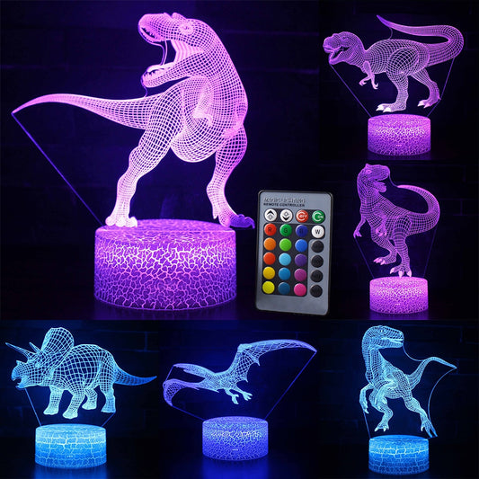 3D LED Night Light Lamp Dinosaur Series 16Color 3D Night light  Remote Control Table Lamps Toys Gift For kid Home Decoration D23.