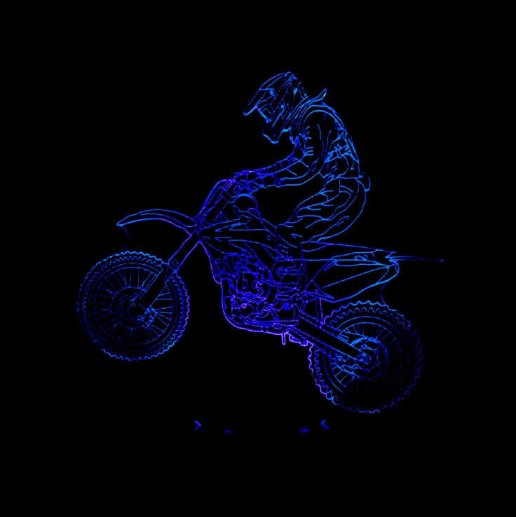 3D Night Lights Riding Mountain Motorcycles LED Touch illusion Lamp 7-color Change USB Table Lamps Home Office Decor Gift Light.