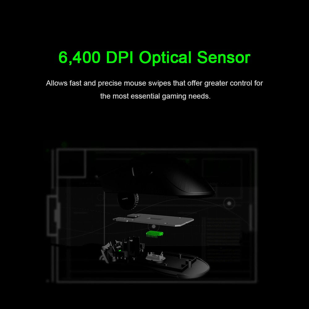 Razer DeathAdder Essential Wired Gaming Mouse 6400DPI Ergonomic Professional-Grade Optical Sensor Razer Mice For Computer Laptop.