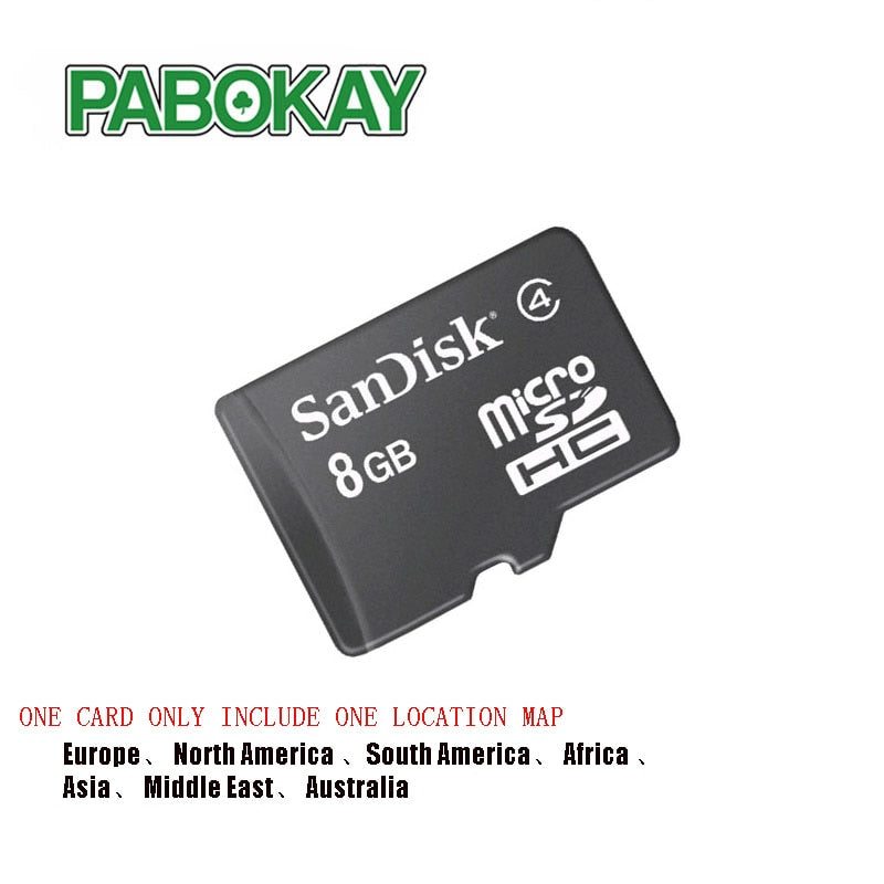 8G MAP FOR Europe North America South  Africa Asia Middle East Australia GPS Map Card Memory  Mini  with.