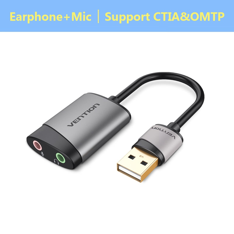 Vention USB External Sound Card USB to 3.5mm Audio Adapter USB to Earphone Microphone for Macbook Computer Laptop PS4 Sound Card.