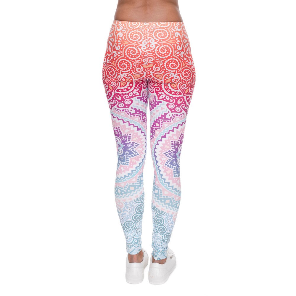Brands Women Fashion Legging Aztec Round Ombre Printing leggins Slim High Waist  Leggings Woman Pants