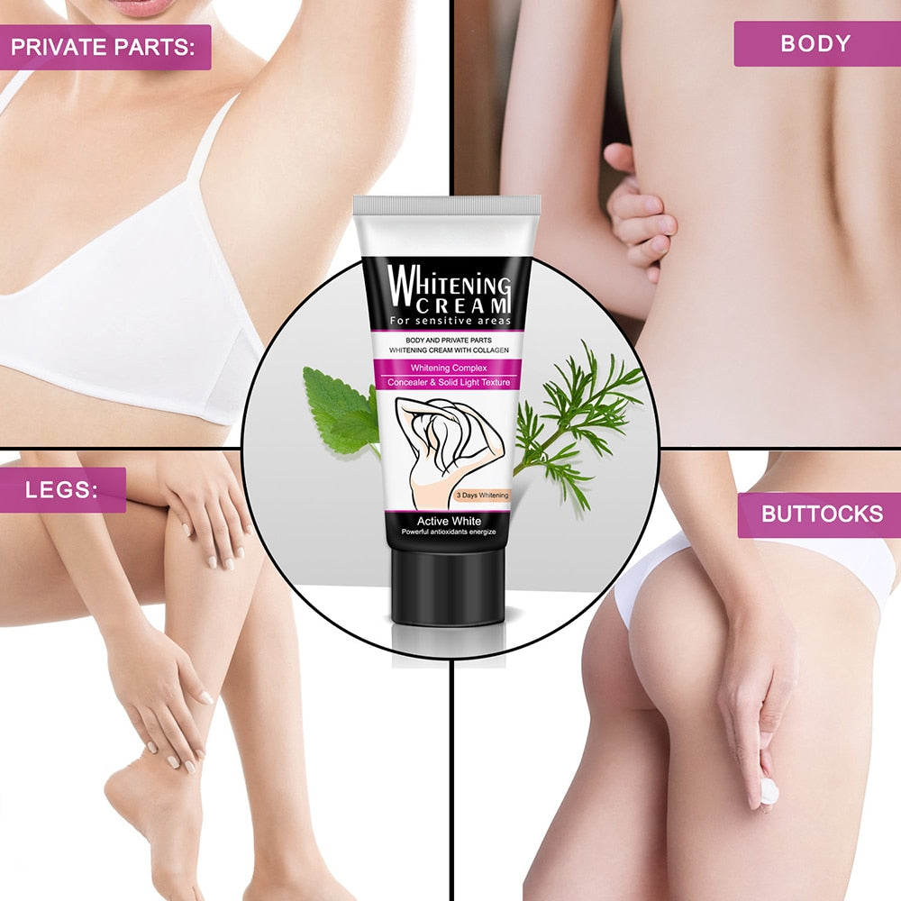 Body Whitening Cream Underarm Legs Bleaching Cream Dark Skin Natural Whitening Deodorant Cream for Skin Lightening Skin Care