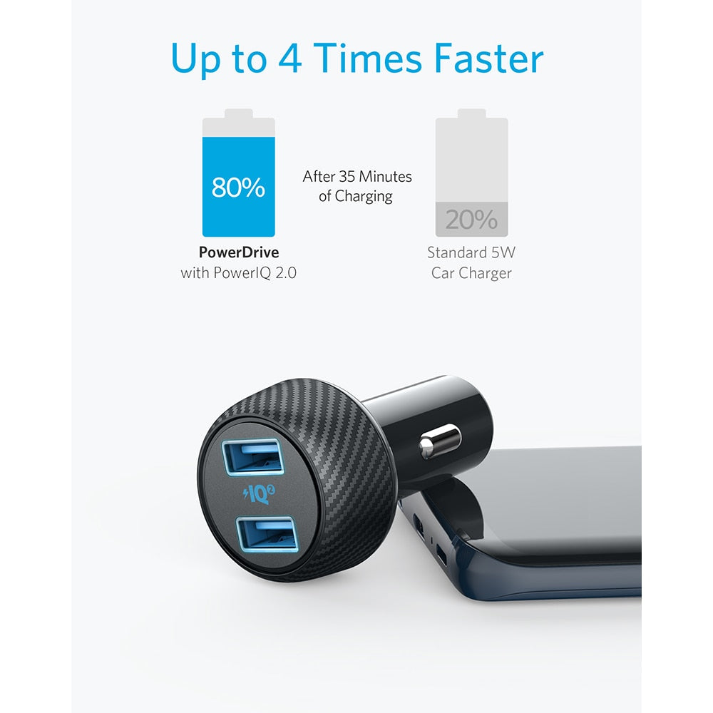 Anker 30W Dual USB Fast Charger,Compatible with Quick Charge Devices,PowerDrive Speed 2 with PowerIQ 2.0 for Galaxy iPhone etc.