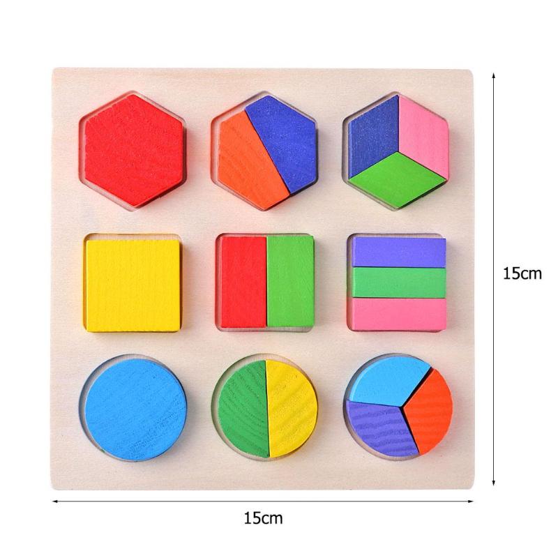 Wooden Geometric Shapes Montessori Puzzle Sorting Math Bricks Preschool Learning Educational Game Baby Toddler Toys for Children