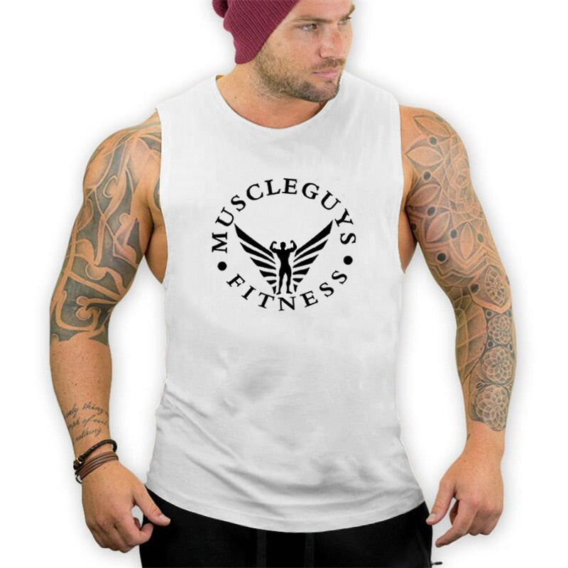 Muscleguys Brand Bodybuilding Stringer Tank Tops Men Fitness Singlets Gym Clothing Mens Sleeveless Shirt Vest