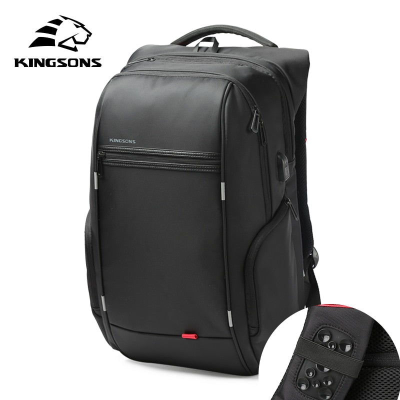Kingsons 15&quot;17&quot;  Laptop Backpack External USB Charge Computer Backpacks Anti-theft Waterproof Bags for Men Women.