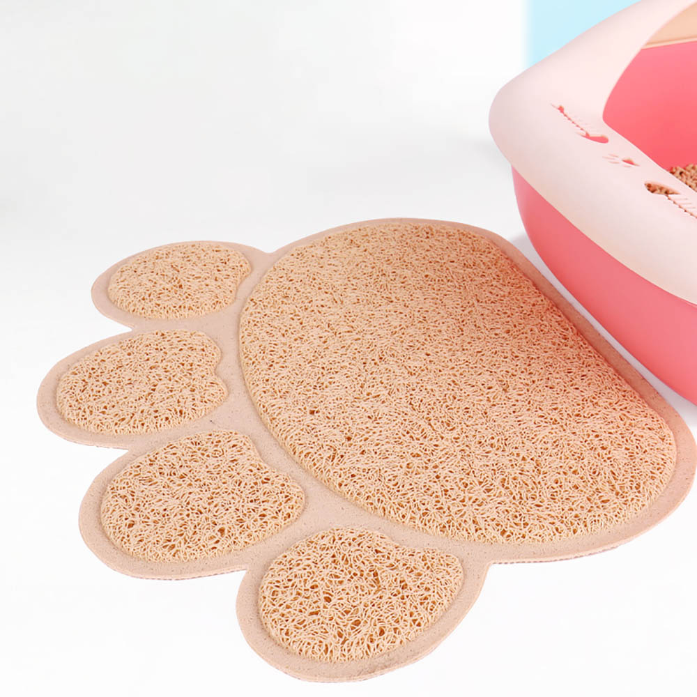 Paw Shaped Cat Litter Mat Litter Trapping Pad Waterproof PVC Pet Dog Food Mats Feeding Placemat Easy Washing Non-slip Floor Pads