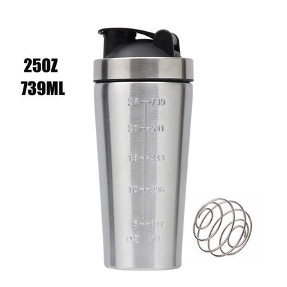 1000ML Big Volume Portable Stainless Steel Shaker With Shake Ball GYM Nutrition Protein Powder Water Bottles