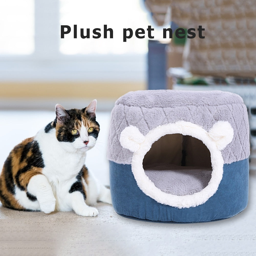 Pet Cat Basket Bed Cat House Warm Cave Kennel for Dog Puppy Home Sleeping Kennel Teddy Comfortable House Cat Bed