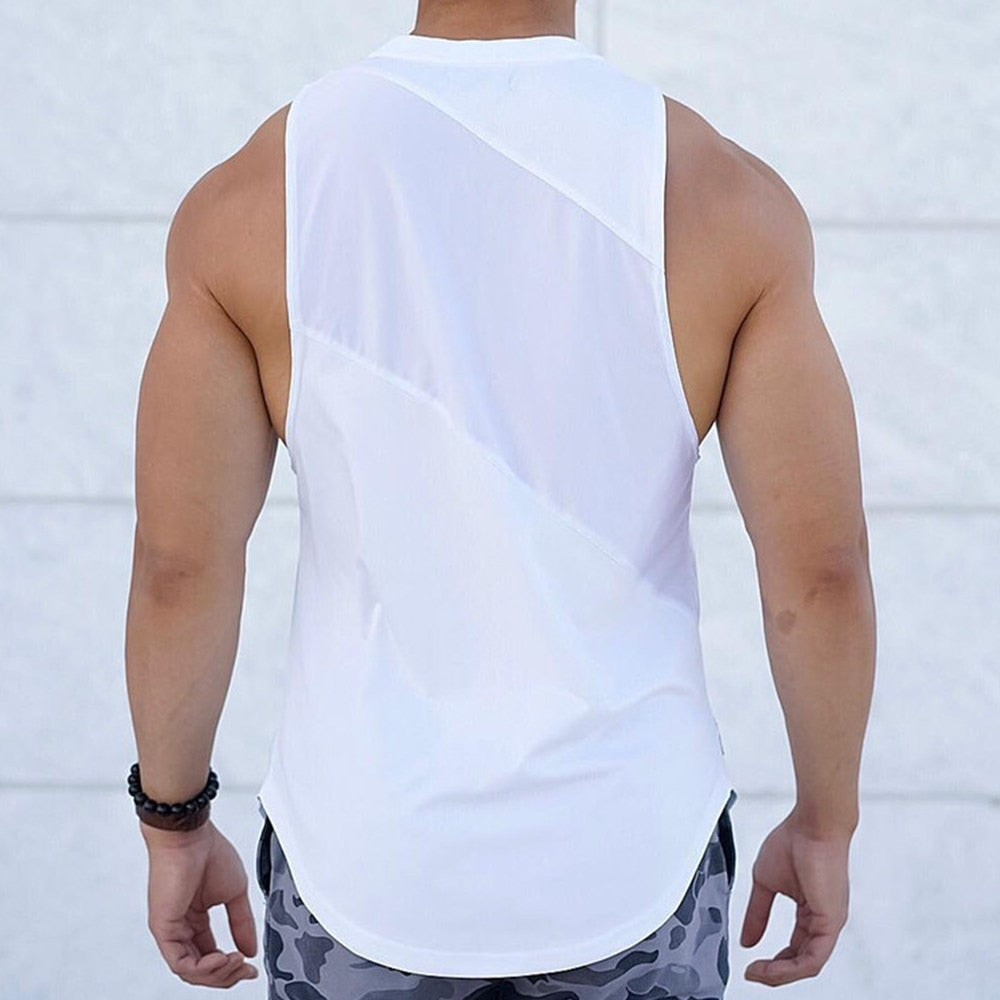 NEW Bodybuilding Sporty Tank Tops Men Gyms Fitness Workout Sleeveless Shirt Male Stringer Singlet Summer Casual Loose Undershirt