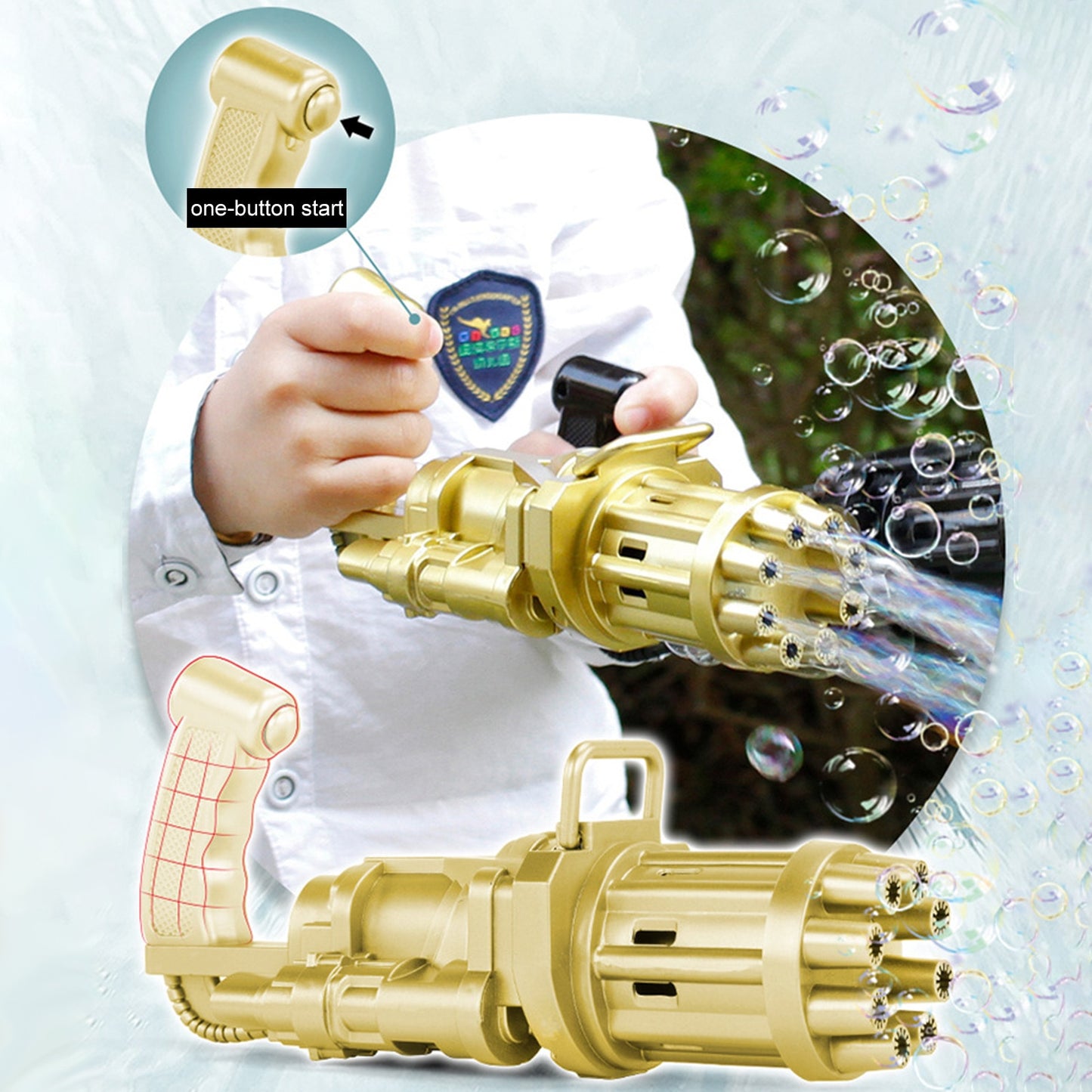 Kids Automatic Gatling Bubble Gun Toys Summer Soap Water Bubble Machine 2-in-1 Electric Bubble Machine For Children Gift Toys.