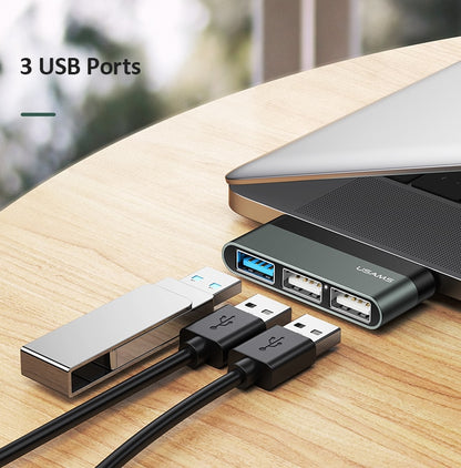 USAMS Type-C Cable Mini Hub USB 3.0 2.0 Hub Multi USB Splitter Adapter For iPad Pro/Laptop/Phone/PC USB-Hub Expander High Speed.