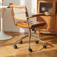 Retro Rattan Office Chair Ergonomic Backrest Armrest Swivel Chair Roller Gaming Chair Executive Office Home Computer Chair