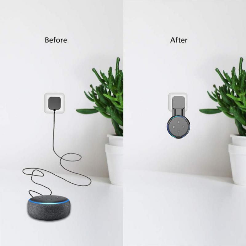 For Amazon Alexa Echo Dot 3rd Generation Outlet Wall Mount Compact Hanger Holder Stand Space Saving Bracket Plug In Bedroom.