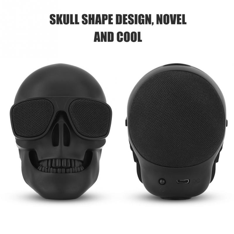 Skull Head Speaker Portable Mini Wireless Stereo Speaker HD Sound Unique Enhanced Bass Sunglass Skull Shape Speaker.