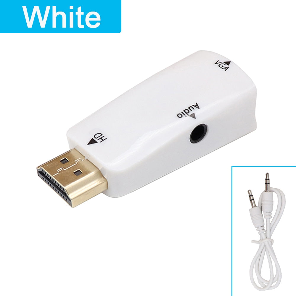 Male to Female HDMI-compatible to VGA Adapter HD 1080P Audio Cable Converter For PC Laptop TV Box Computer Display Projector.