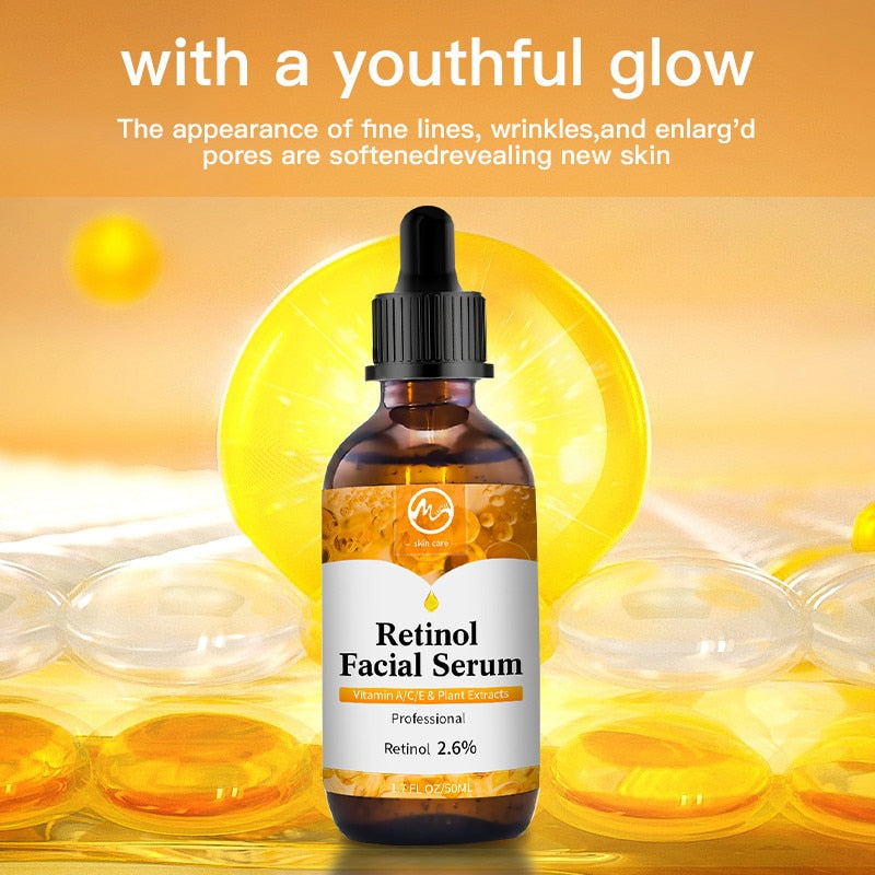Minch Retinol 2.6% Facial Serum Anti Wrinkle Remove Dark Spots Natural Face Essence Anti-Aging Whitening Skin Care Serum 30ml