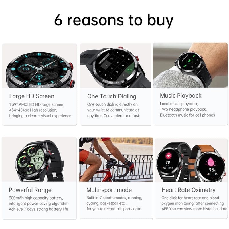 2021 New 454*454 Screen Smart Watch Always Display The Time Bluetooth Call Local Music Smartwatch For Mens Android TWS Earphones.