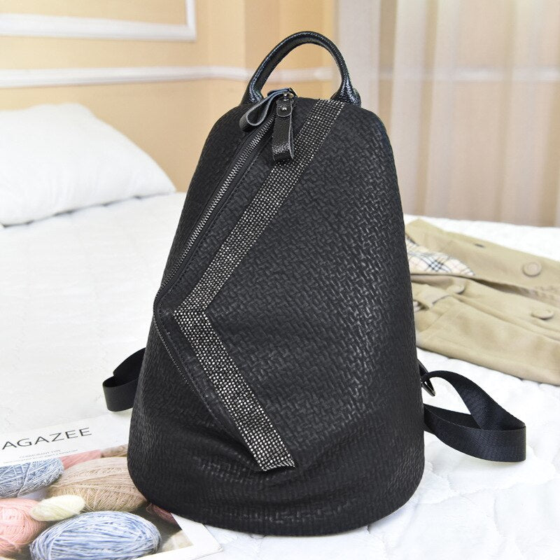 New Fashion Sequins Leather Laptop Backpack Women Female Personality Lock Anti Theft Bagpack Travel Mochila Feminina  Back Pack