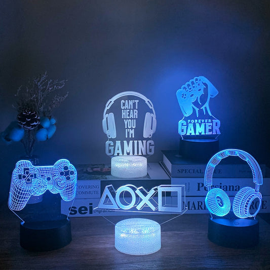 3D Night Lamp Gaming Room Desk Setup Lighting Decor on the table Game Console Icon Logo Sensor Light for Kids Bedside Gift.