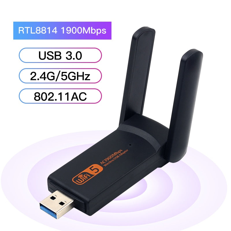 Wireless USB 1900Mbps WiFi Adapter Dual Band 2.4G/5Ghz USB 3.0 WIFI Lan Adapter Dongle 802.11ac With Antenna For Laptop Desktop.