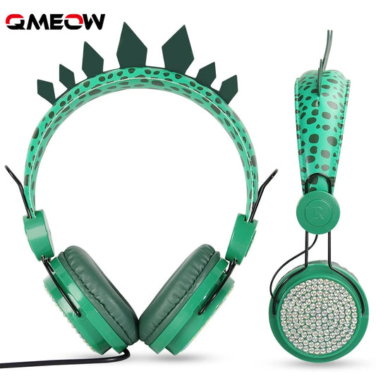 Boy headphones Jurassic dinosaur 3.5mm wired headphones with microphone suitable for learning games mobile phone headphones cute.