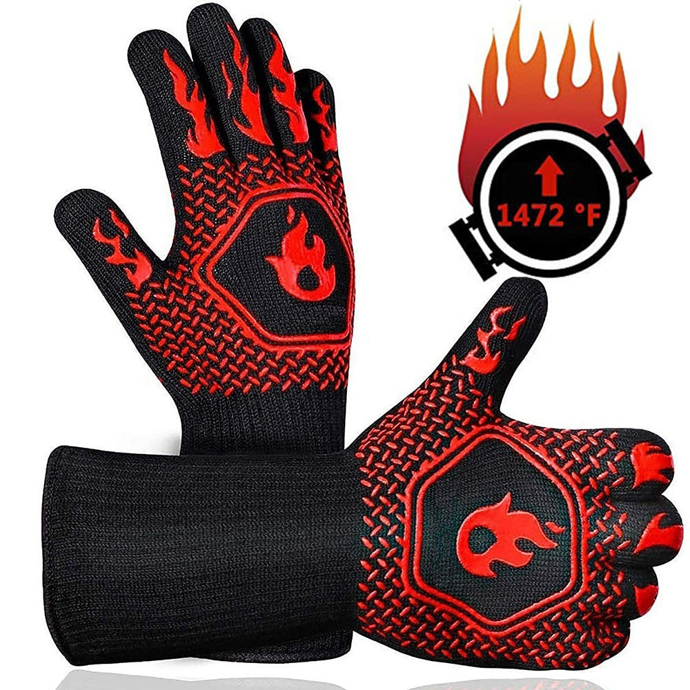 Barbecue anti-scald gloves Heat Glove Resistant BBQ Oven Gloves Kitchen Fireproof Gloves Anti-slip Gloves for Baking Cooking
