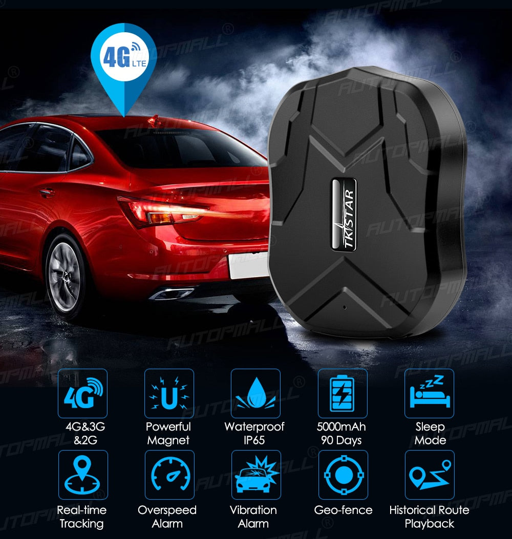 AUTOPMALL Car GPS Tracker 4G TKSTAR TK905 B 10000mAh  Magnetico 4G GPS Tracker Car Waterproof Shake Alarm Free APP.