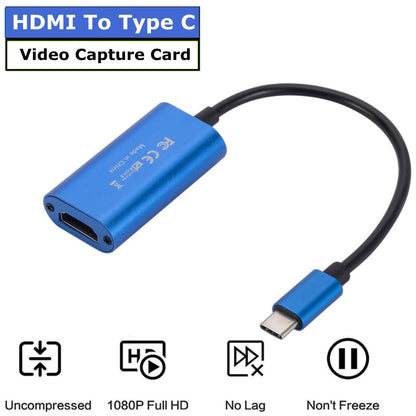 GRWIBEOU HDMI-compatible to Type C Game Video Capture Card HD 1080P Recorder Live Streaming Device for Windows OS X Linux.