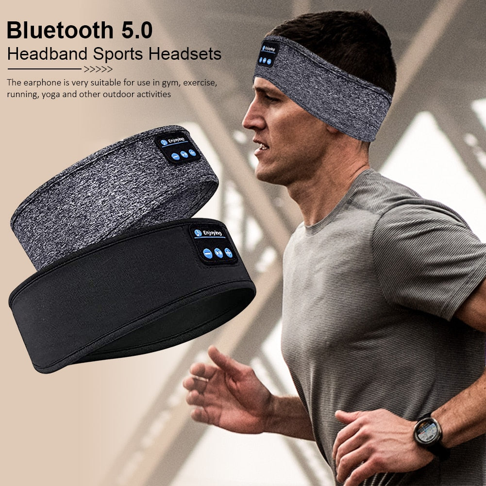 Wireless Bluetooth Sports Headband Music Sleep Headphones Soft Elastic Yoga Fitness Running Stereo Earphone Headset Speakers.