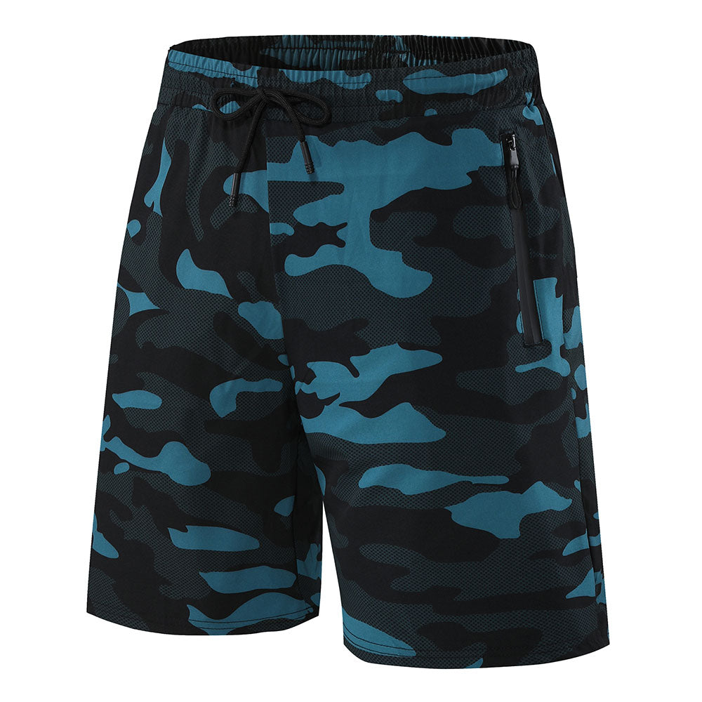 Men&#39;s Shorts Fitness Shorts Running Sports Men&#39;s Fitness Shorts Camouflage Zipper Pocket Sports Shorts