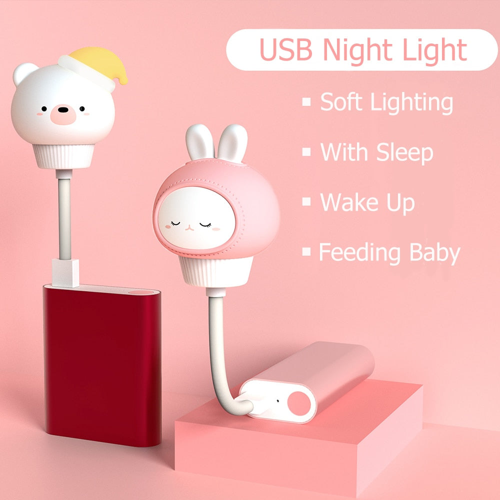 LED Chlidren USB Night Light Cute Cartoon Night Lamp Bear Remote Control for Baby Kid Bedroom Decor Bedside Lamp Christmas Gift.